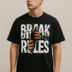 oversize black break rules t shirt