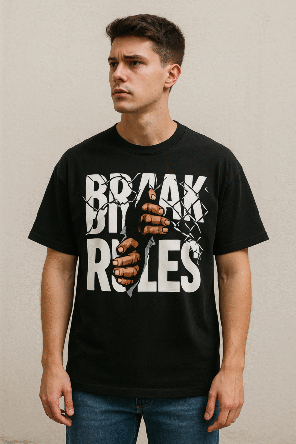 oversize black break rules t shirt